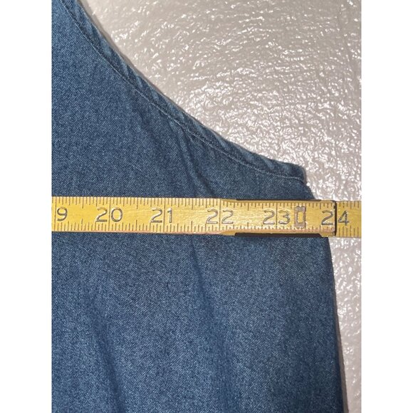 Mie Gabriele 1X Sleeveless Denim Tunic ShirtDress Button Front Closure Y2K - Picture 13 of 16